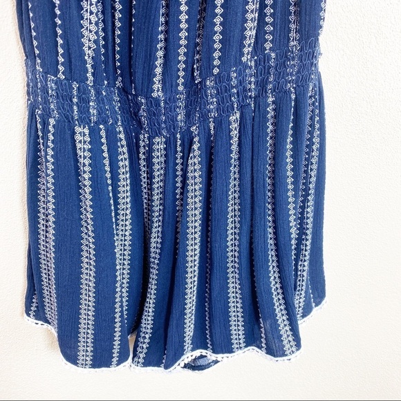 Lulus Off the Shoulder Romper Blue Embroidered Size Large - Picture 6 of 8